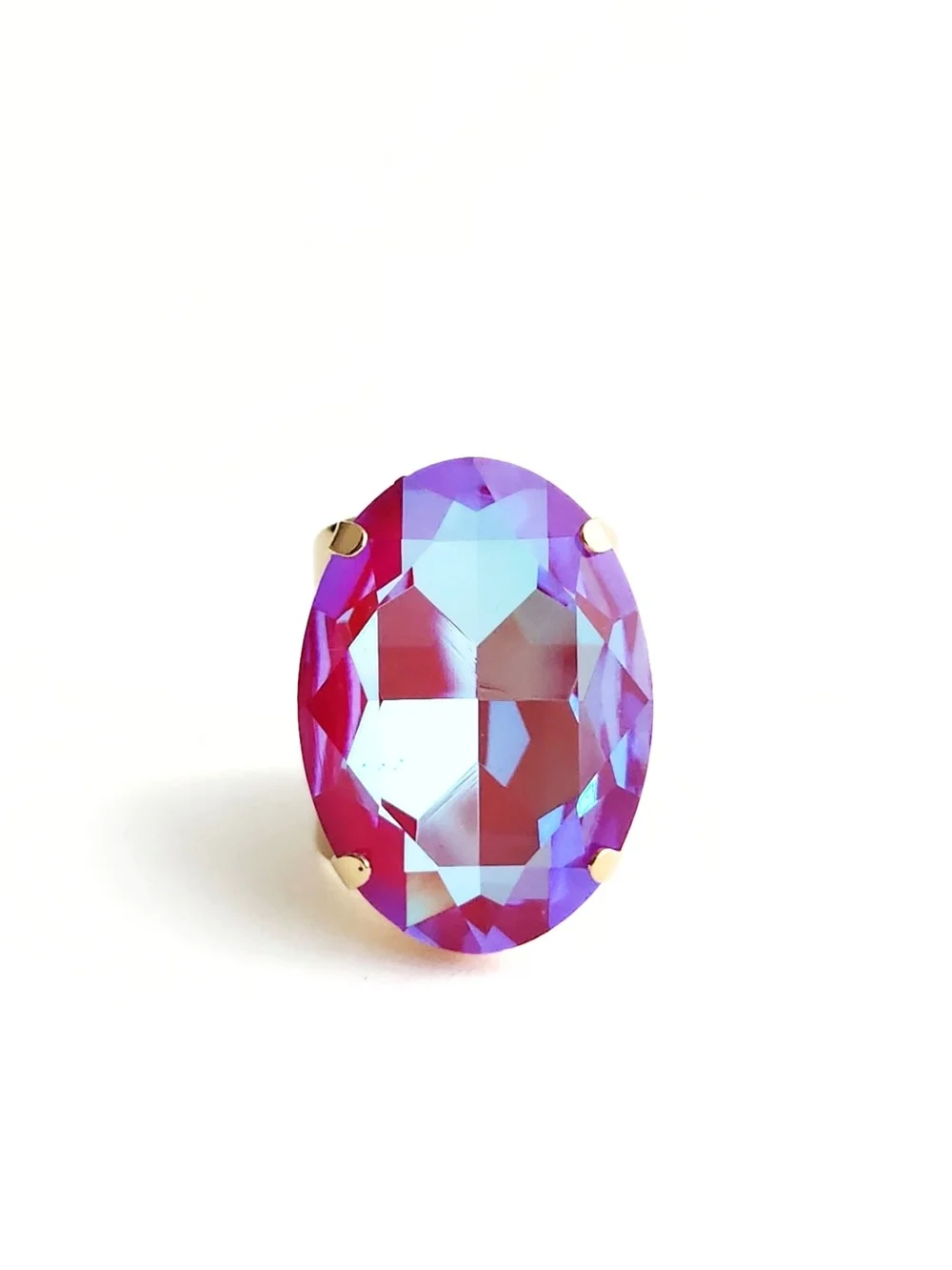 Austrian Crystal Ring In Lotus Pink Delite